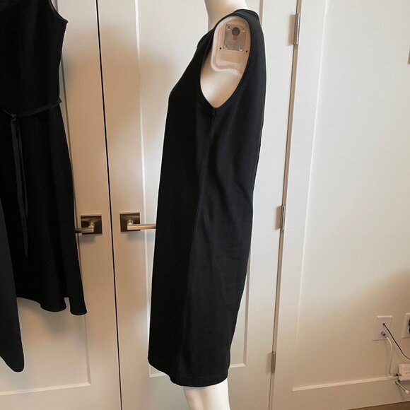Lacoste Slvless Crew Nk Midi Cotton Sheath Dress Black Sz 42 - Picture 4 of 13